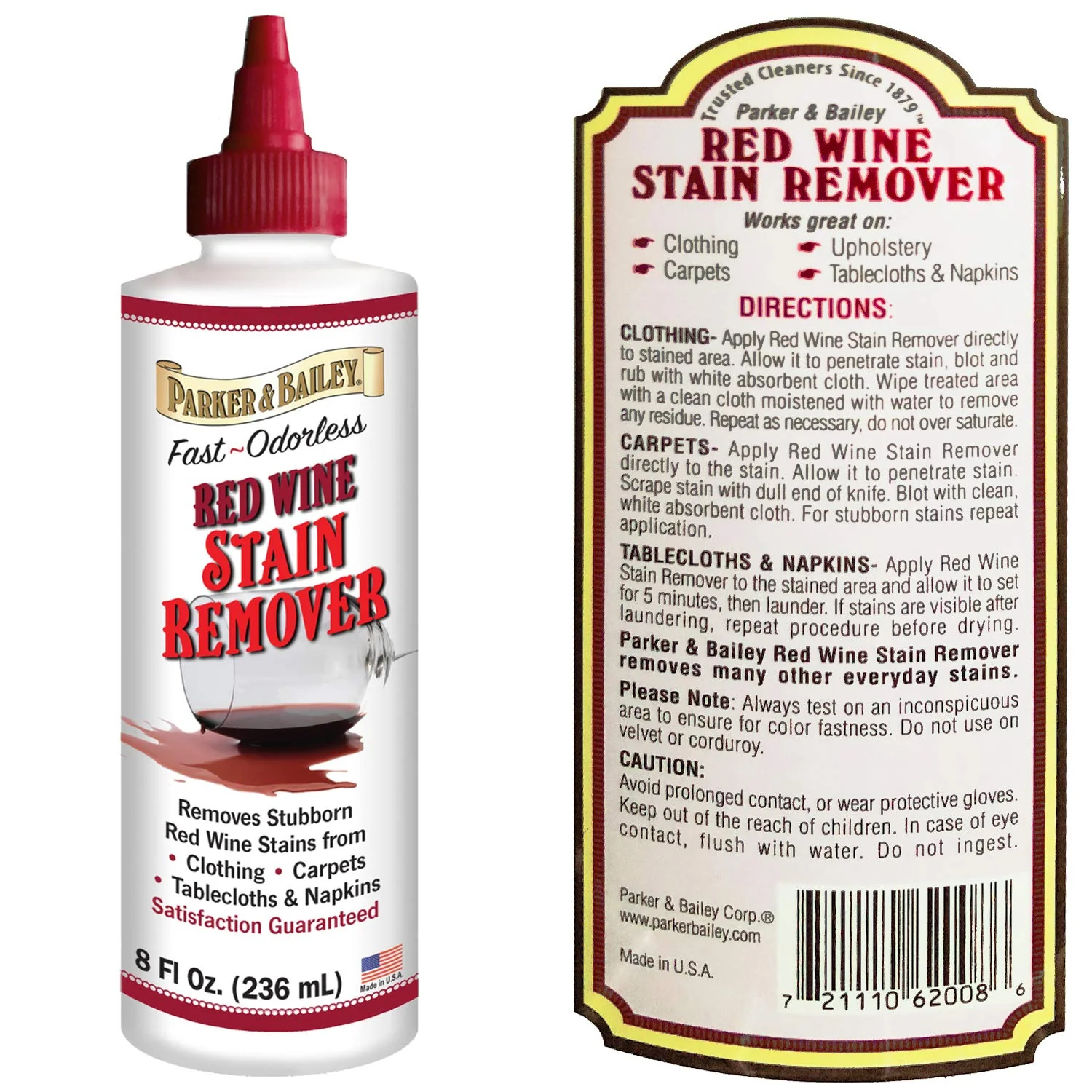 Parker & Bailey Fast & Odorless Red Wine Stain Remover – 8oz - Image 2