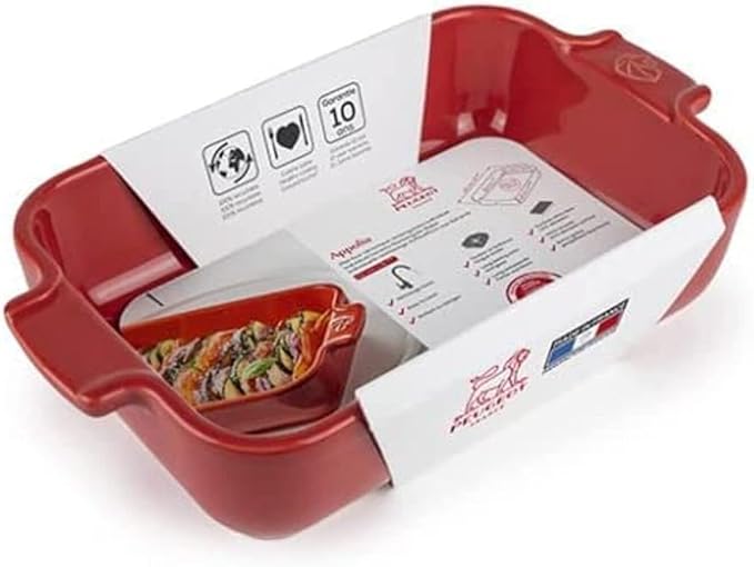 Peugeot Appolia Petite Rectangular Ceramic Baking Dish With Handles โ 8.5" โ Red - Image 2