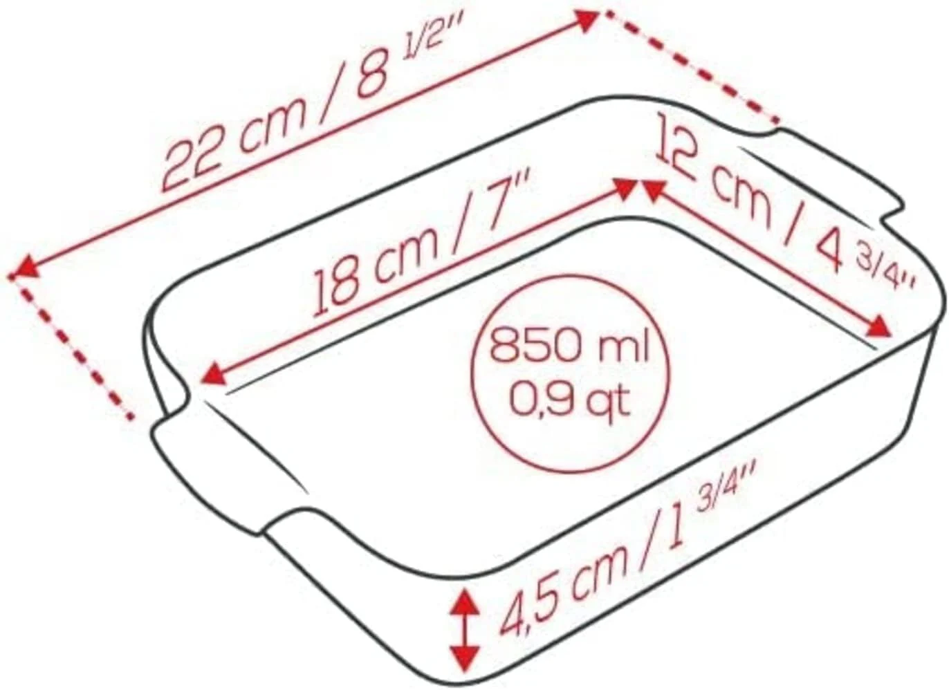 Peugeot Appolia Petite Rectangular Ceramic Baking Dish With Handles โ 8.5" โ Red - Image 3