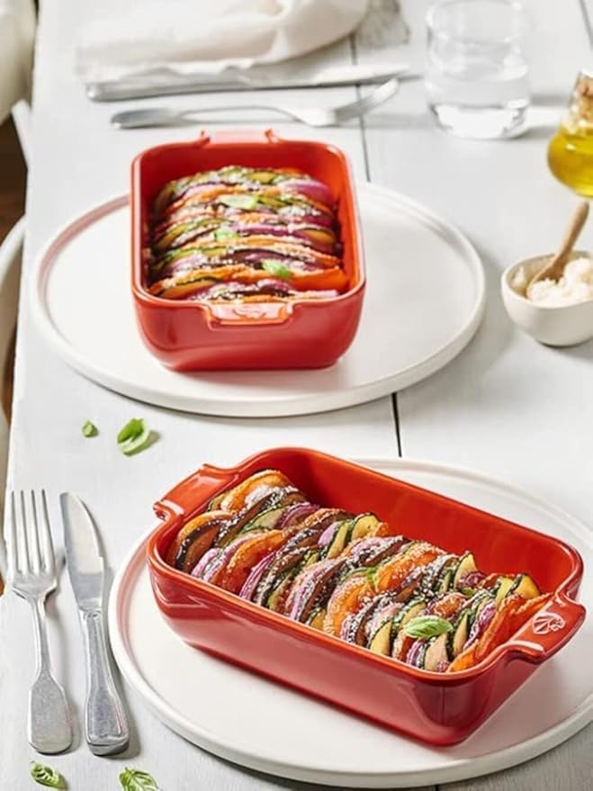 Peugeot Appolia Petite Rectangular Ceramic Baking Dish With Handles โ 8.5" โ Red - Image 4
