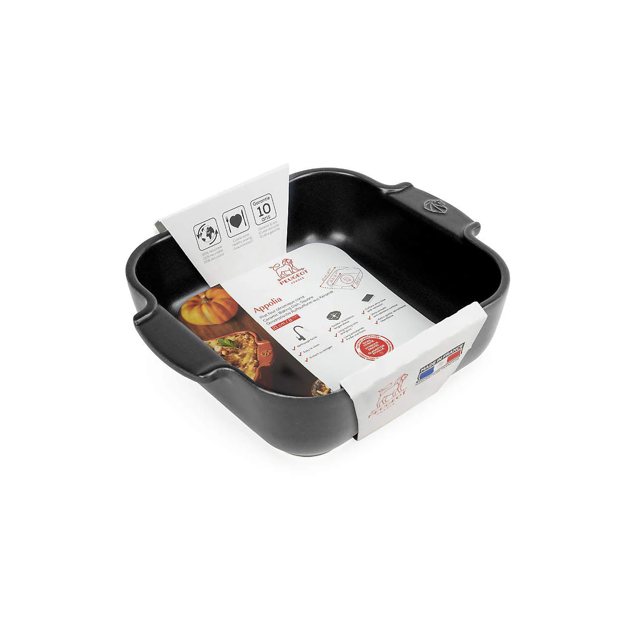Peugeot Appolia Square Ceramic Casserole Baking Dish – 7" – Satin Black - Image 2