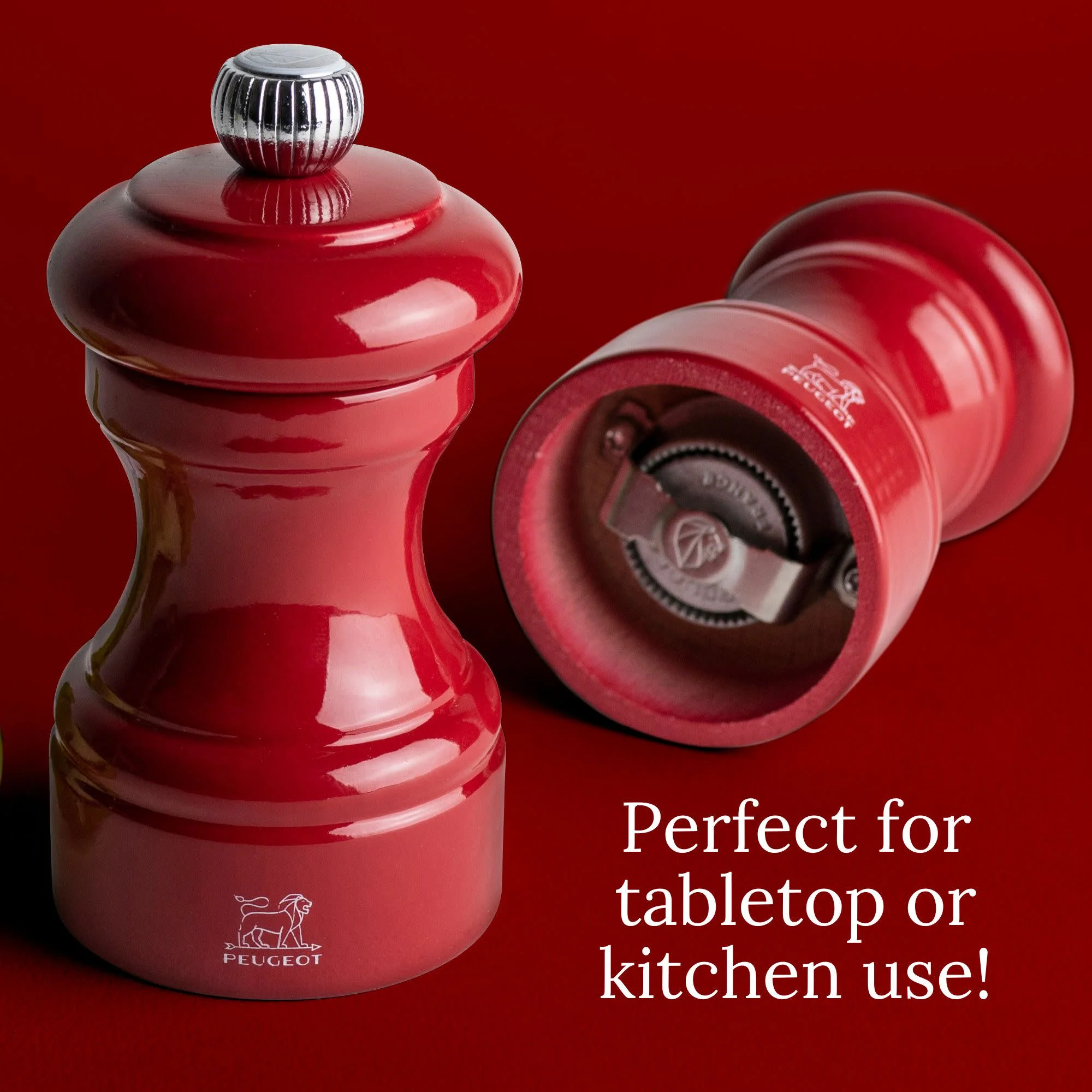 Peugeot Bistro Manual Gloss Painted Wood Pepper Mill – Red  – 4" - Image 6