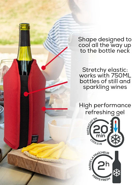 Peugeot Frizz Expandable Wine Cooling Sleeve – Red - Image 3