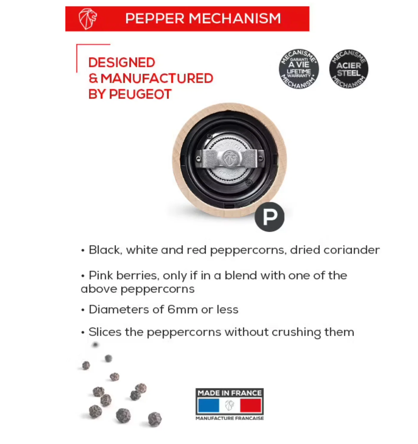 Peugeot Paris u'Select Manual Wooden Pepper Mill – Graphite  – 7" - Image 6