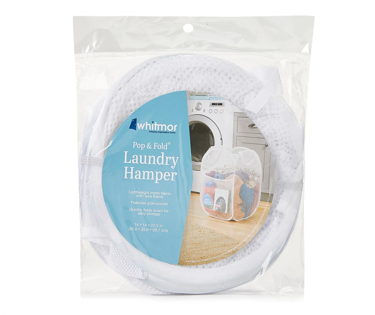 Pop-Up Laundry Sorter with Pocket – White - Image 2
