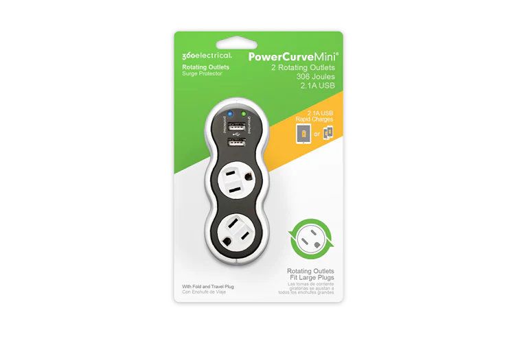 PowerCurve Mini Rotating Outlets Surge Protector