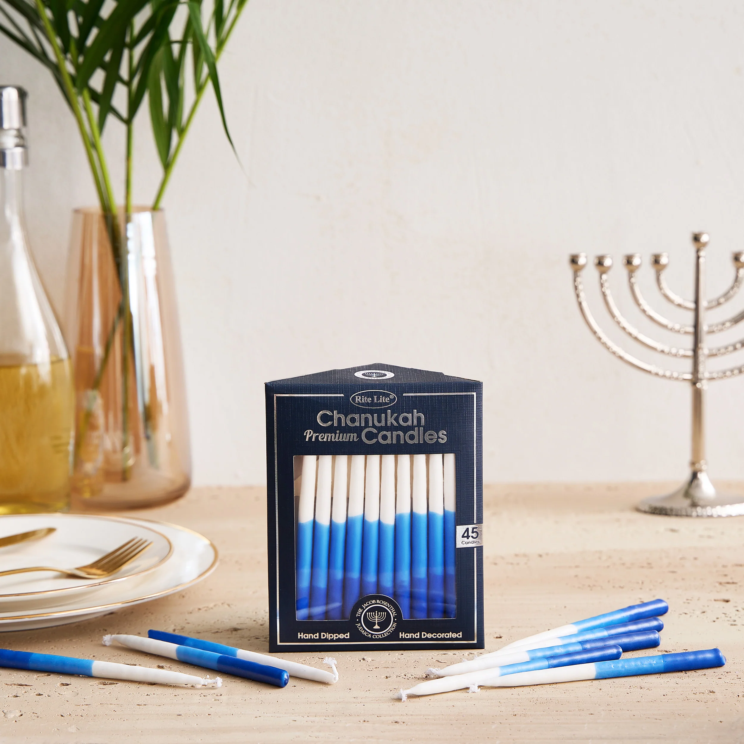 Premium Hanukkah Candles – Blue, Light Blue & White – 45 Candles - Image 4