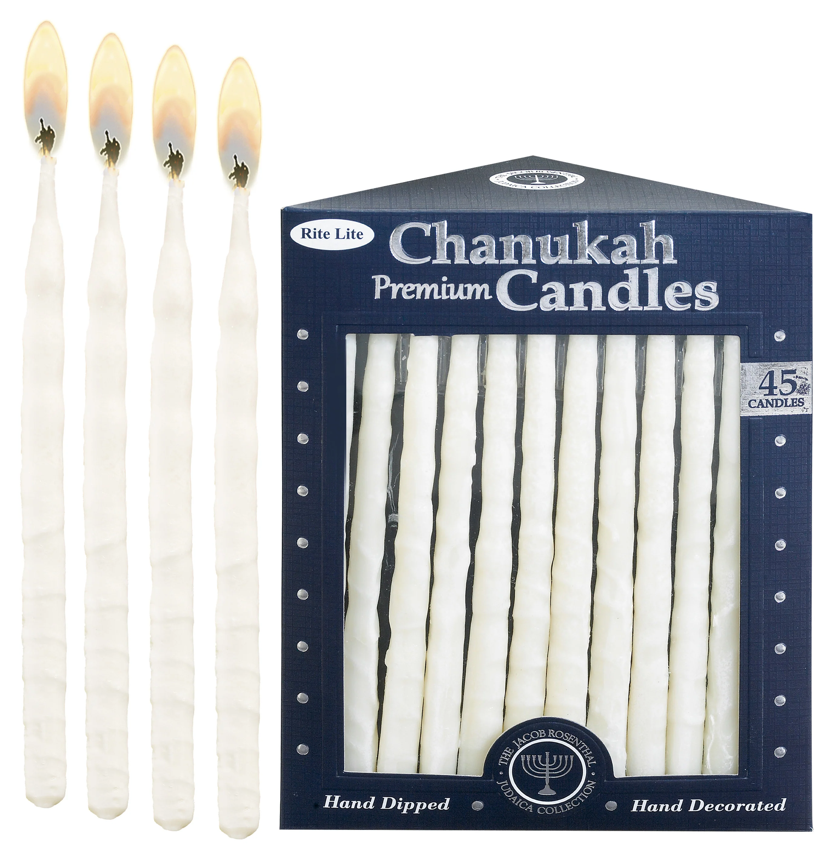 Premium Hanukkah Candles β Frosted White on White β 45 Candles