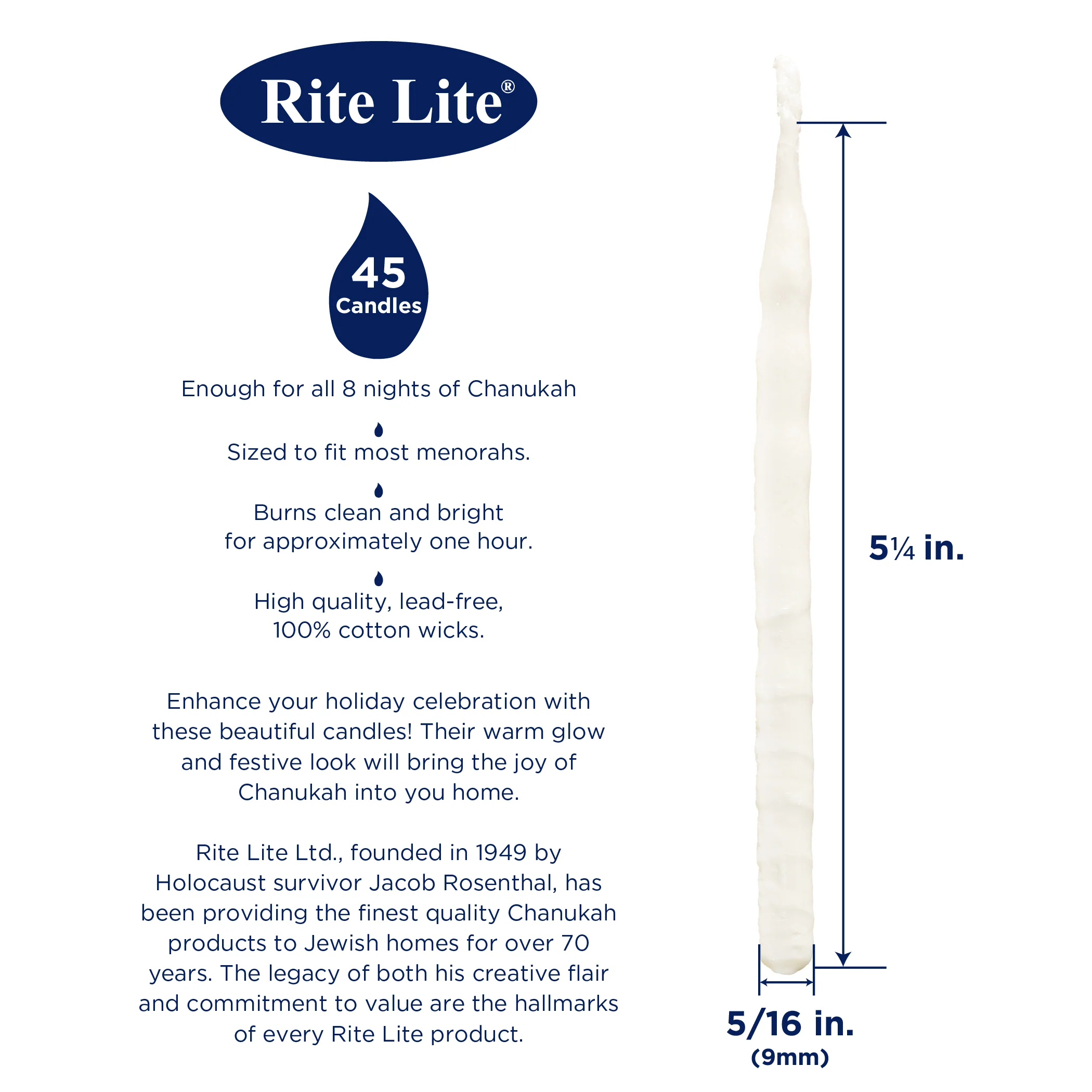 Premium Hanukkah Candles β Frosted White on White β 45 Candles - Image 5