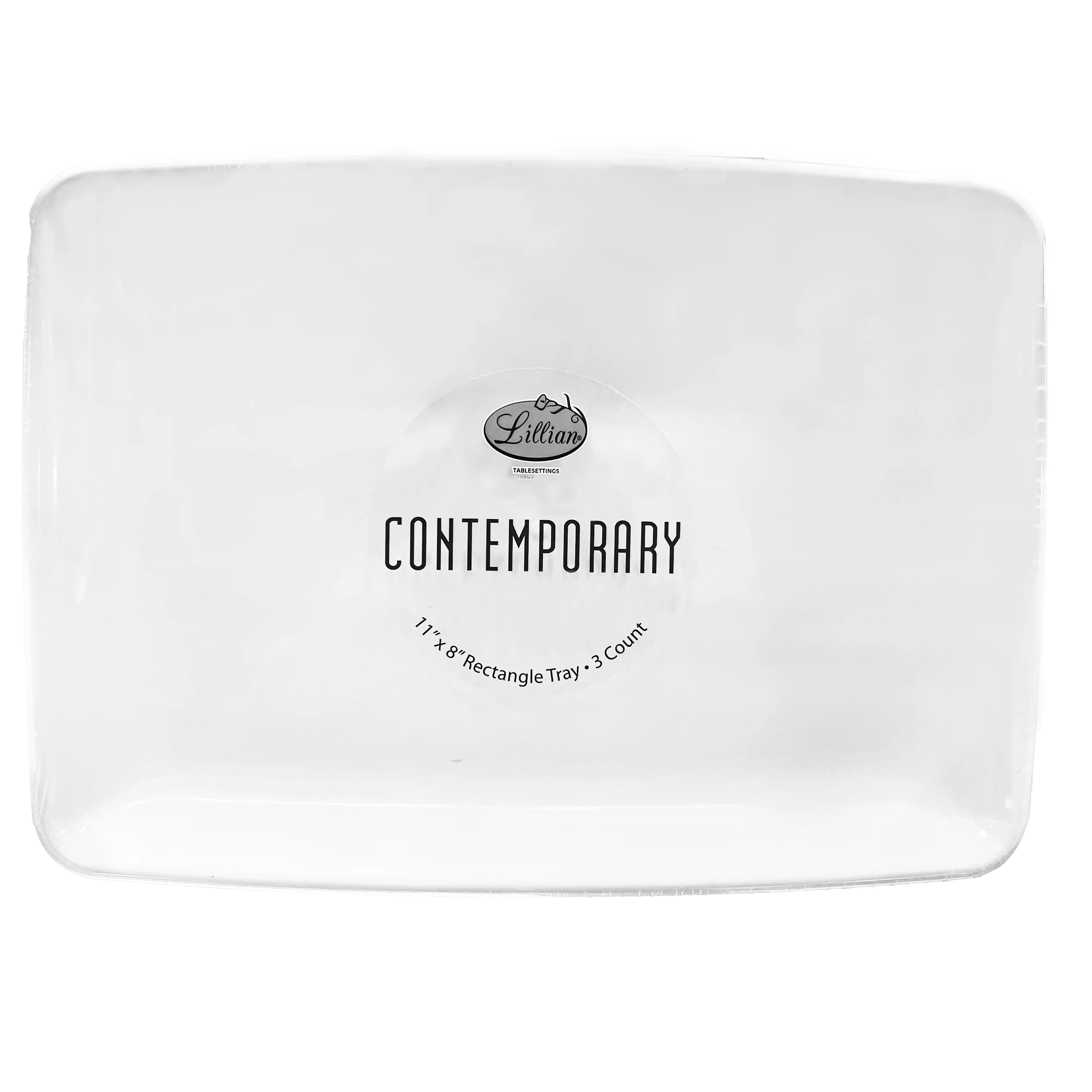 Premium Heavy Weight Disposable Plastic White Serving Tray – 11" x 8" – Set of 3