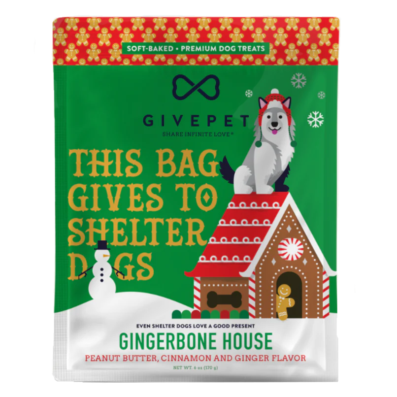 Premium Holiday Dog Treats – Gingerbone House – 6oz.