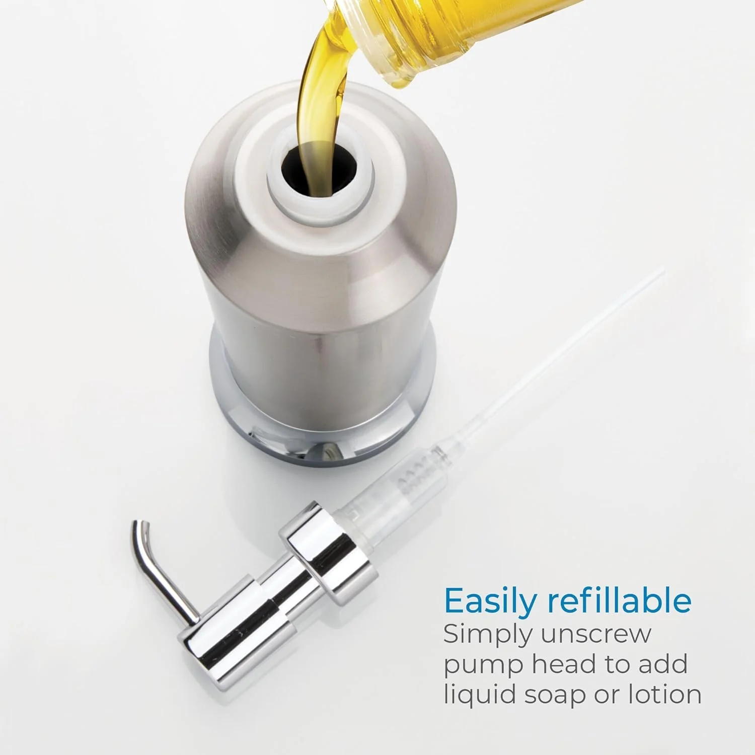 Prestin Soap Dispenser Brushed & Chrome Split Finish - Image 4