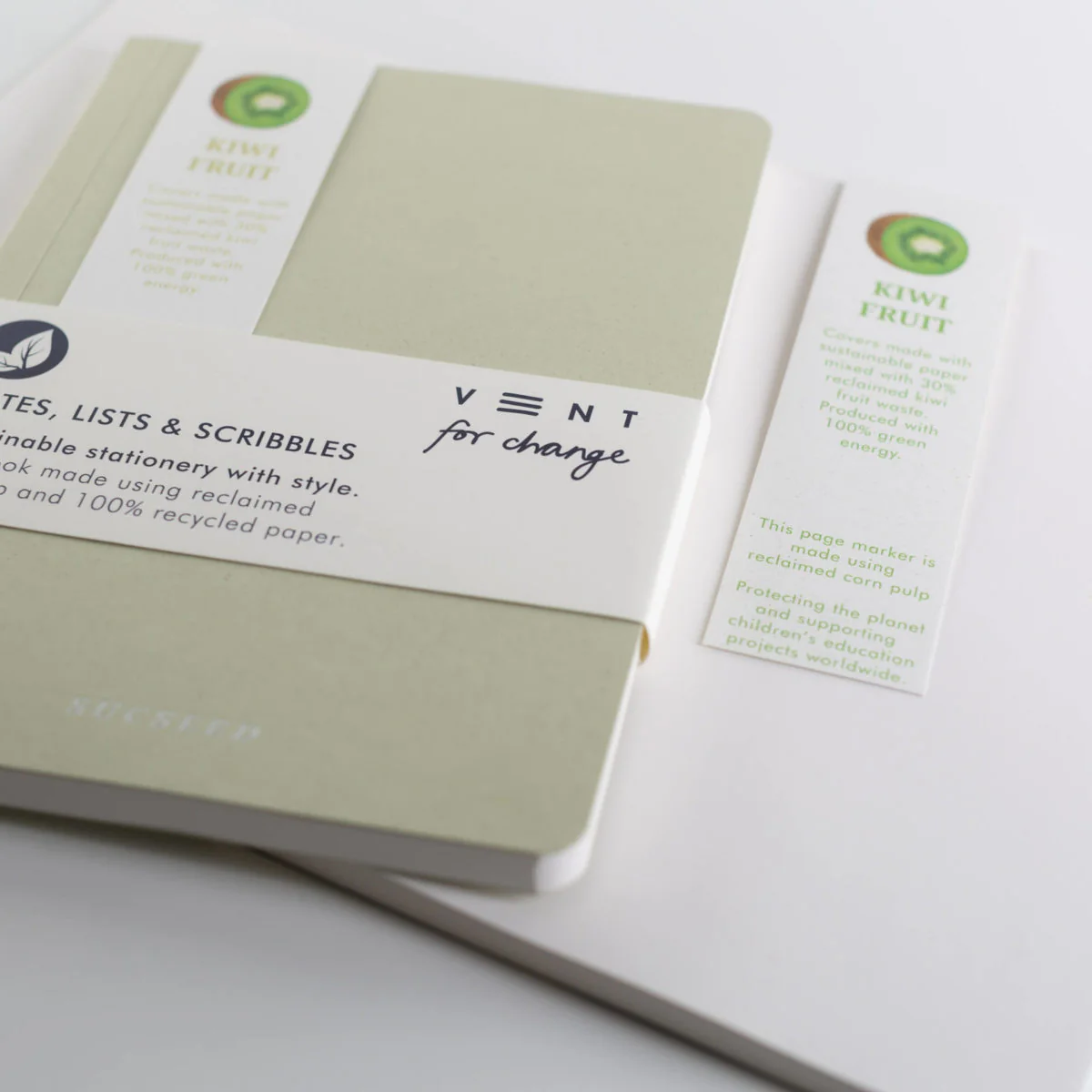 Vent For Change Recycled A6 SUCSEED Notebook – Kiwi Fruit – 8" x 4" – 160 Pages - Image 3