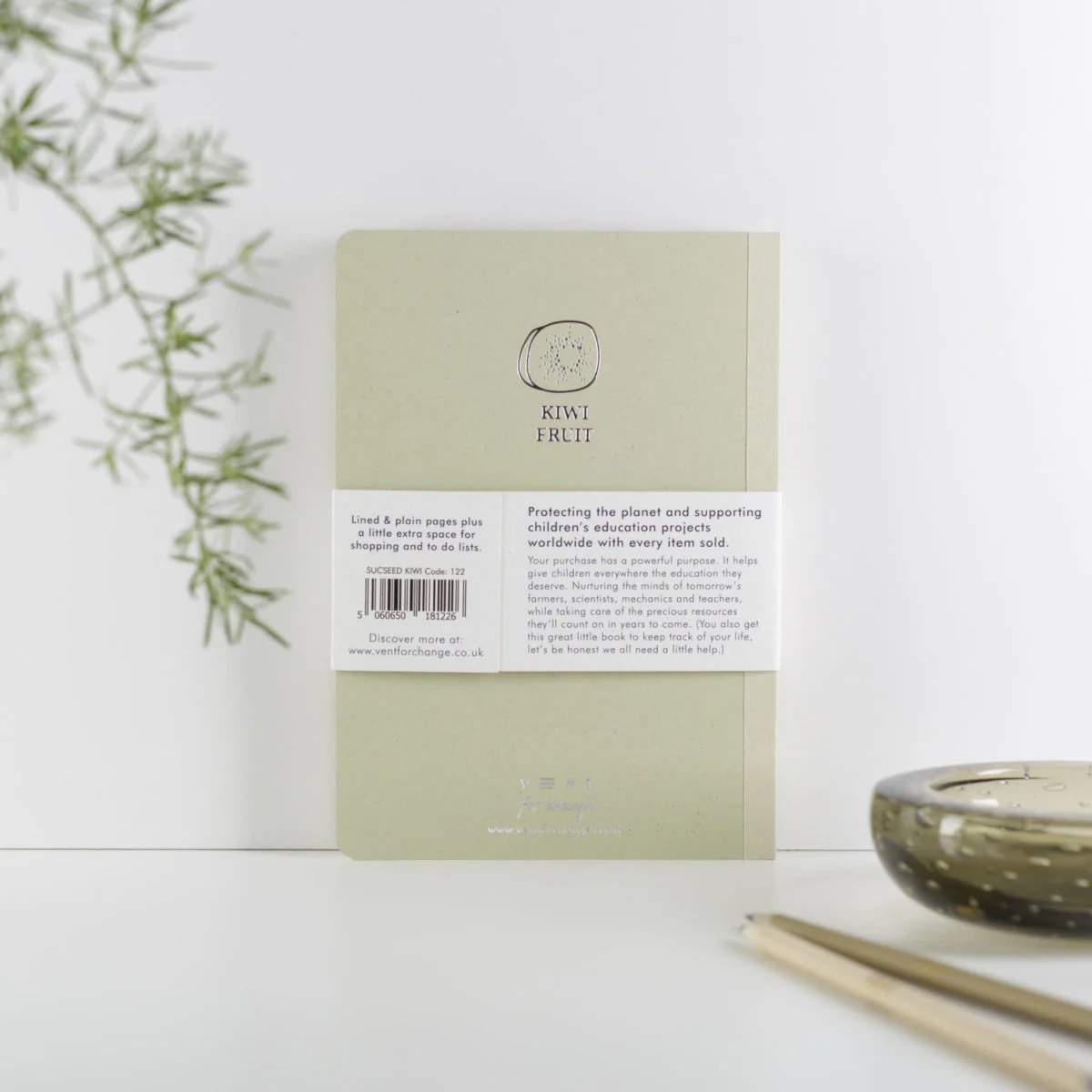 Vent For Change Recycled A6 SUCSEED Notebook – Kiwi Fruit – 8" x 4" – 160 Pages - Image 5