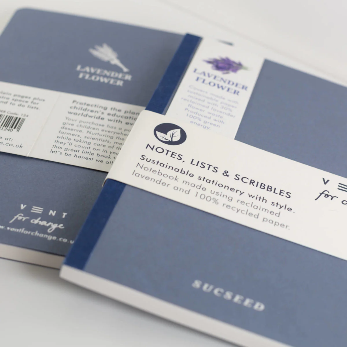 Vent For Change Recycled A6 SUCSEED Notebook – Lavender – 8" x 4" – 160 Pages - Image 2