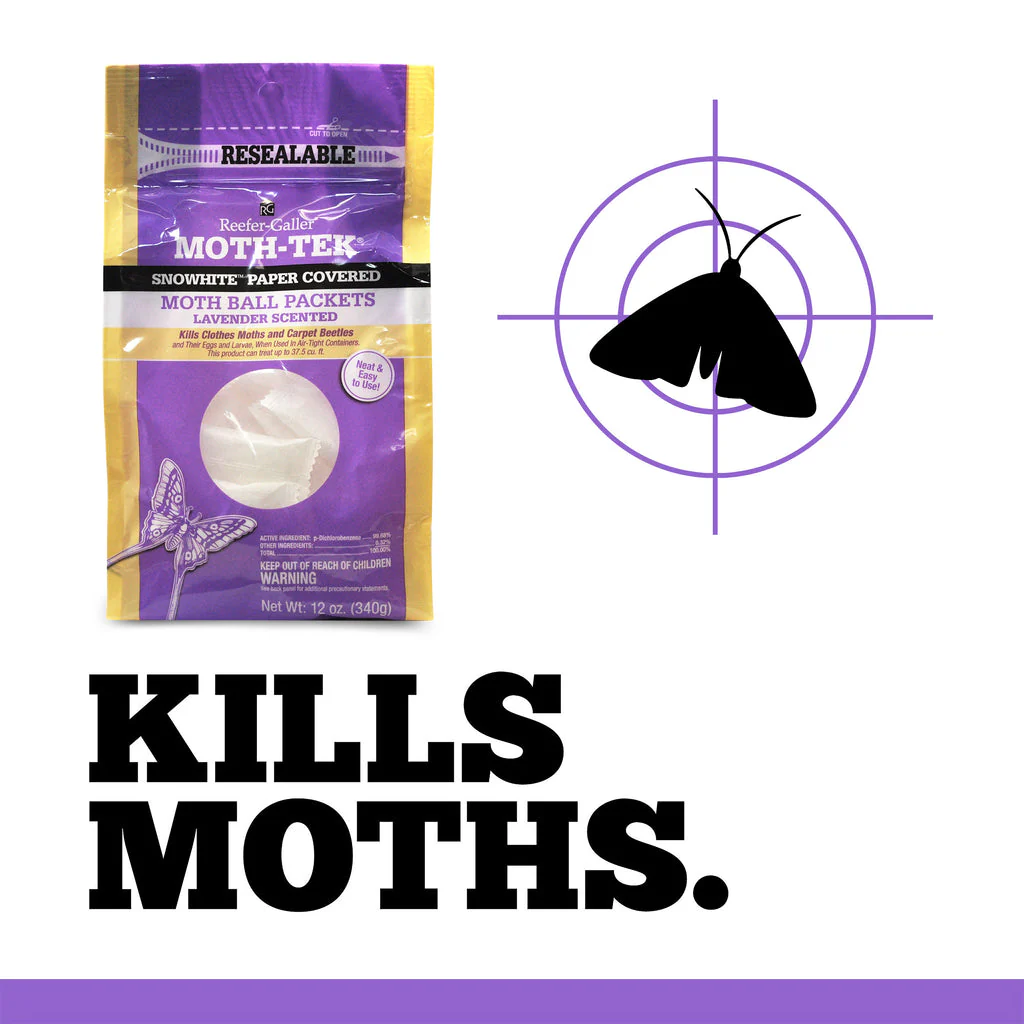 Reefer-Galler Moth-Tek Snowhite Paper Covered Moth Ball Packets - Lavender Scented - 12oz Bag - Image 4