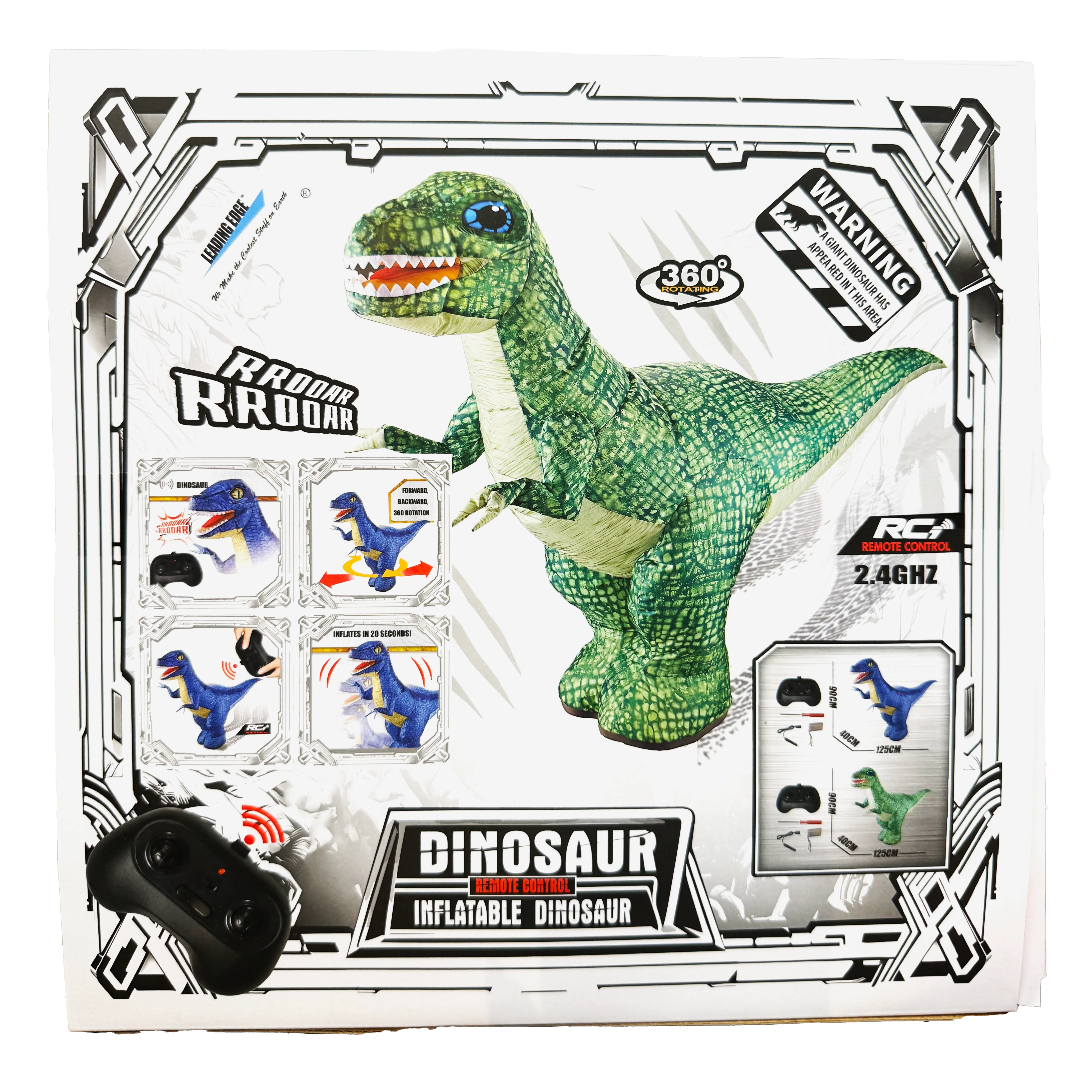 Remote Control Inflatable T-Rex Dinosaur Toy – 30" Tall – Blue/Green – Each Sold Separately