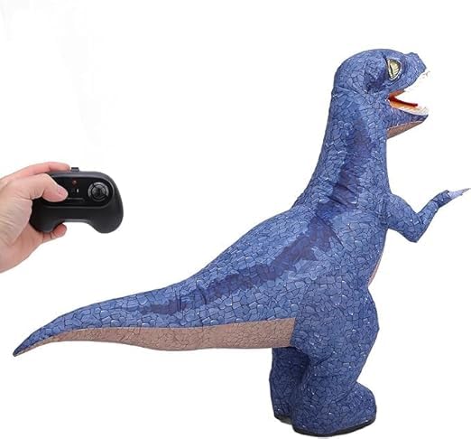 Remote Control Inflatable T-Rex Dinosaur Toy – 30" Tall – Blue/Green – Each Sold Separately - Image 2