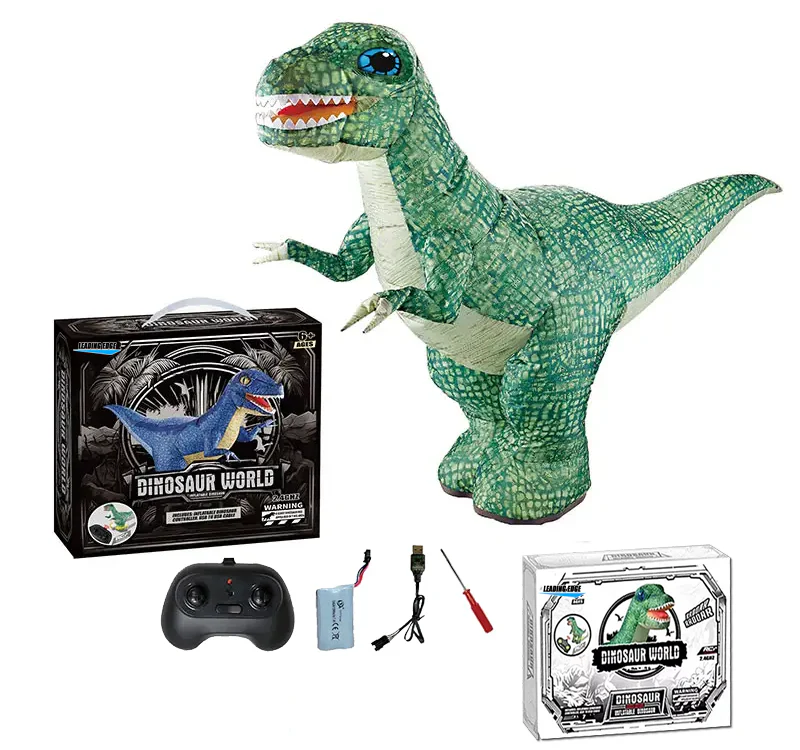 Remote Control Inflatable T-Rex Dinosaur Toy – 30" Tall – Blue/Green – Each Sold Separately - Image 3