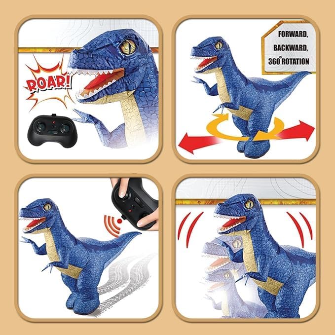 Remote Control Inflatable T-Rex Dinosaur Toy – 30" Tall – Blue/Green – Each Sold Separately - Image 5