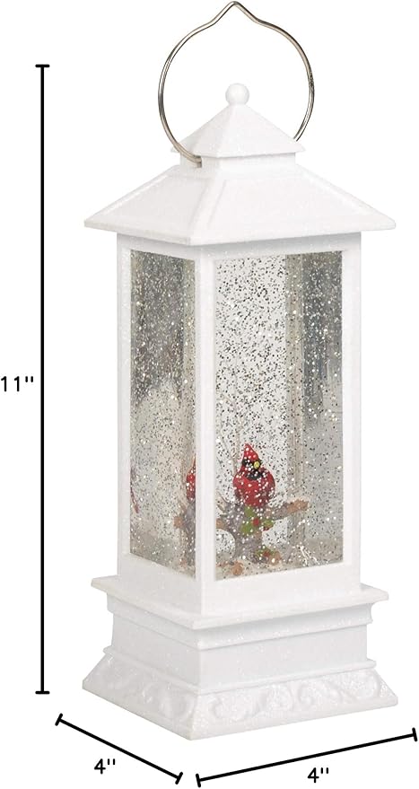 Roman Lighted Swirl Cardinal & Confetti Christmas Lantern 11" - Image 2