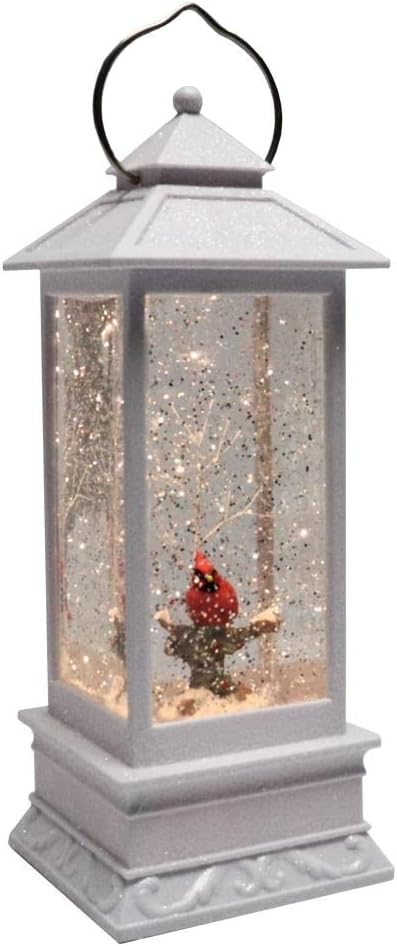 Roman Lighted Swirl Cardinal & Confetti Christmas Lantern 11" - Image 3