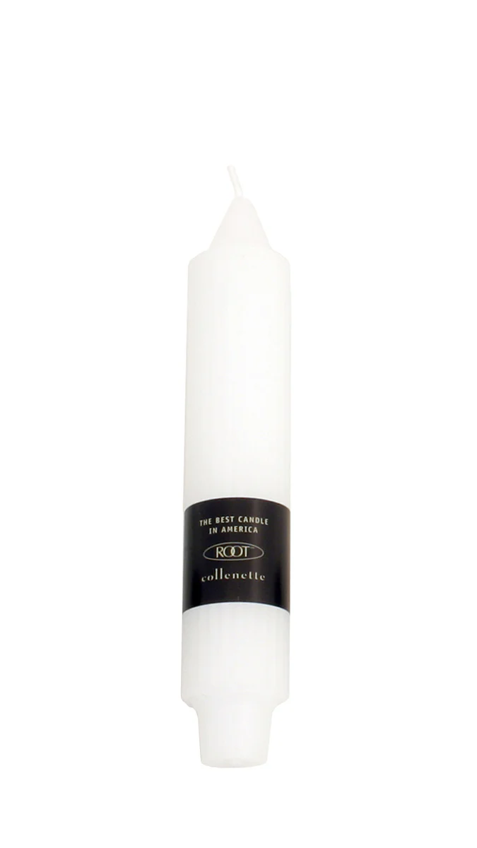 Root Grecian Collenette Candle – White – 7"