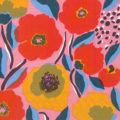 Marimekko Rosarium Rose Cocktail Beverage Napkins – 20pk