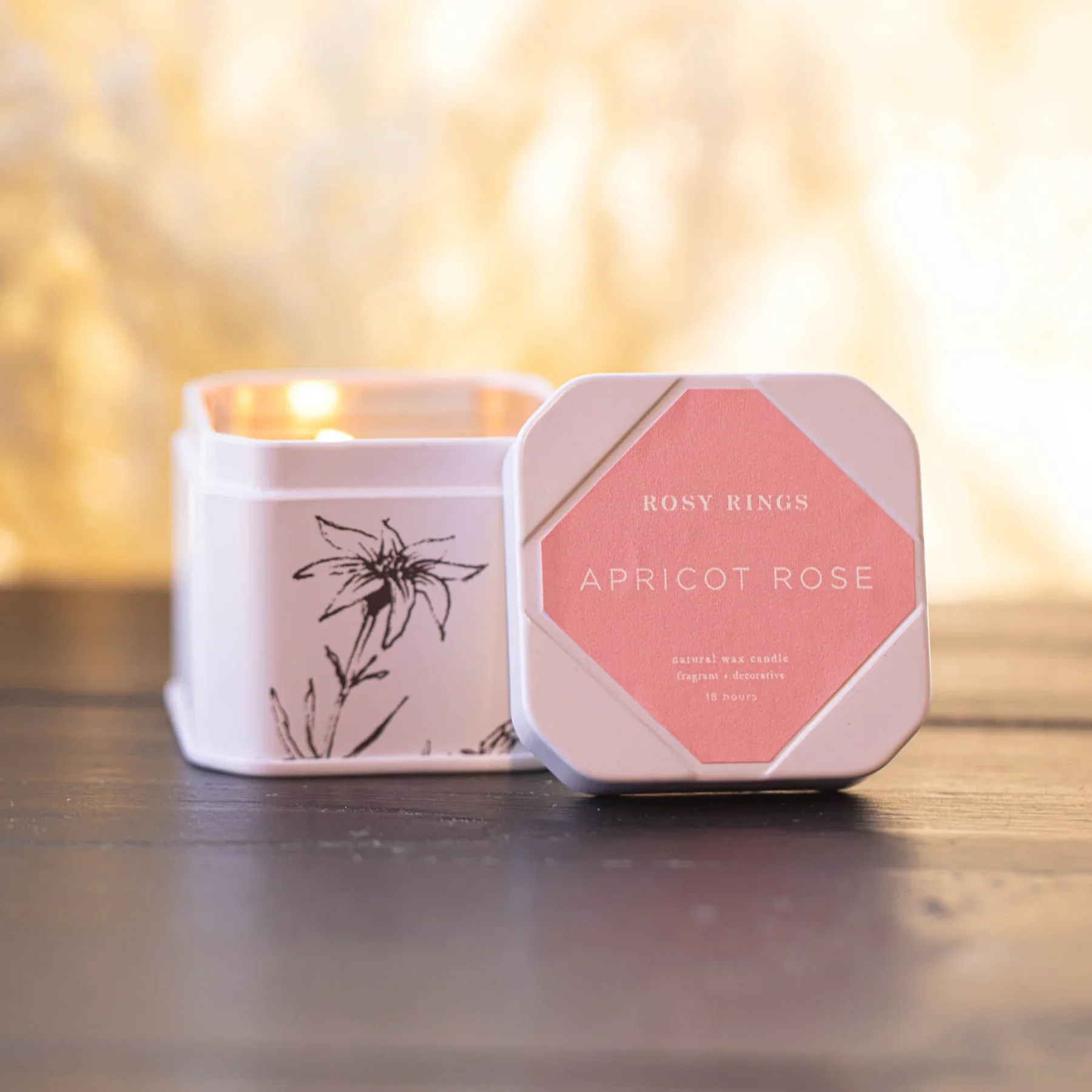 Rosie Rings Petite Tin Candle - 3oz. – Apricot Rose - Image 2