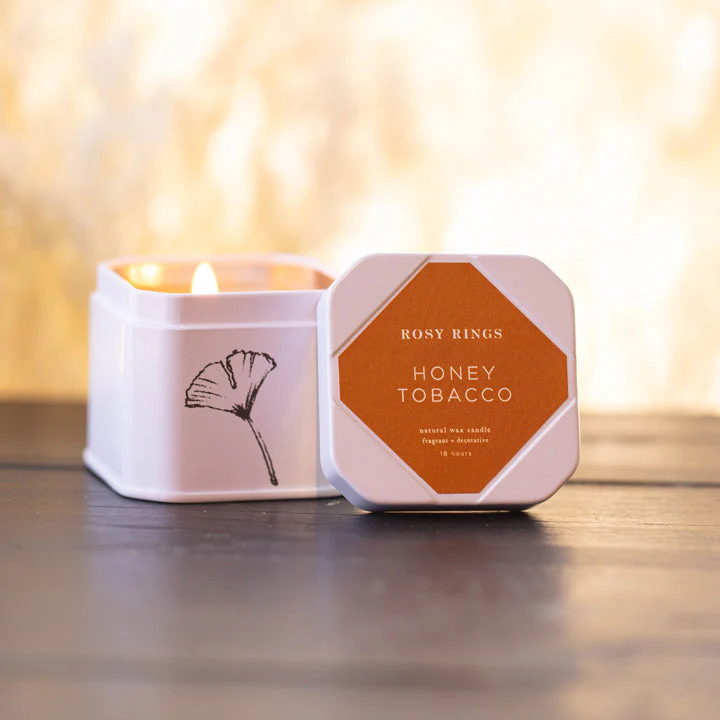 Rosie Rings Petite Tin Candle - 3oz. – Honey Tobacco - Image 2