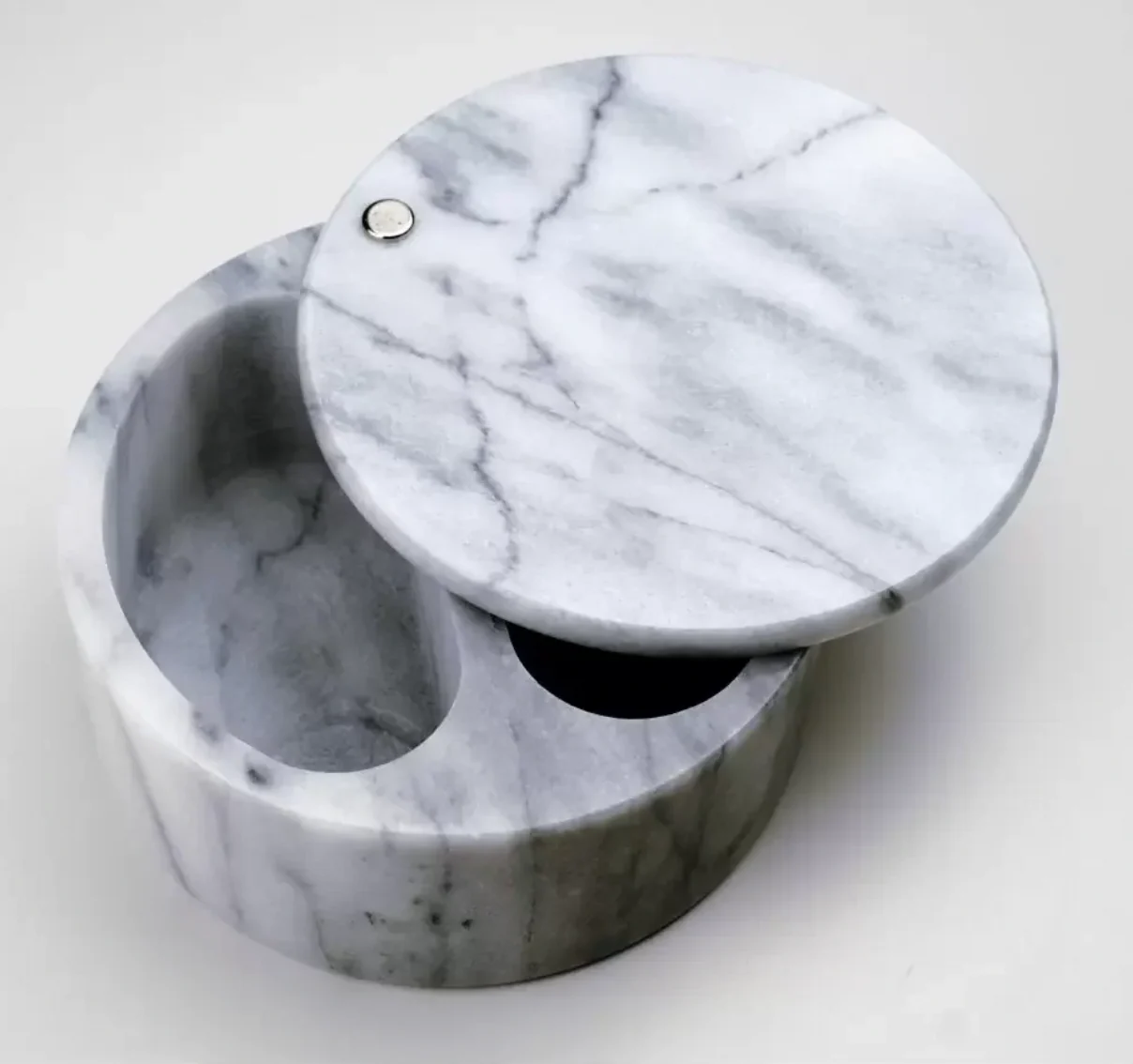 Salt Box with Swivel Top - White Marble - Image 2