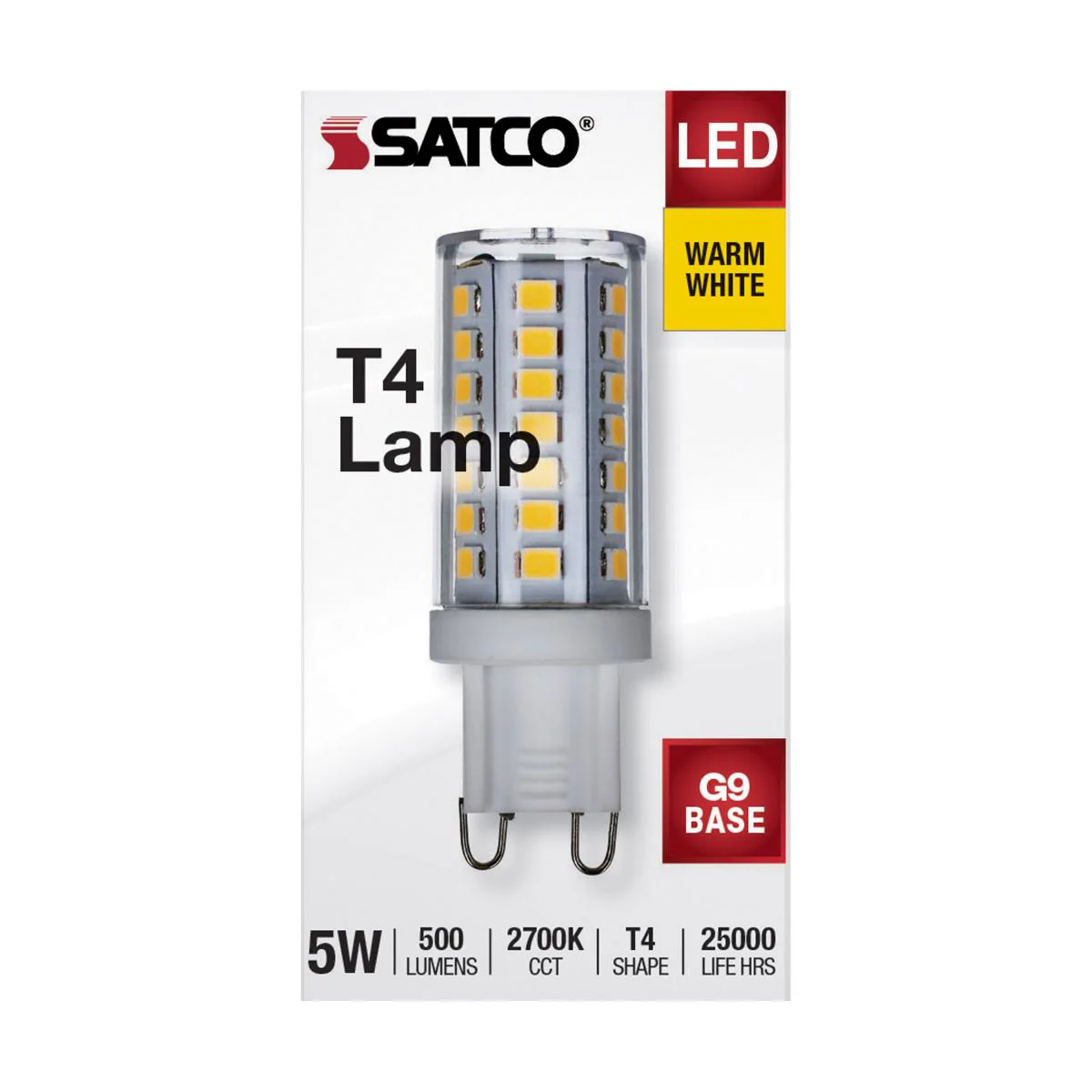 Satco LED 40W Equivalent G9 Double Loop Halogen Replacement Light Bulb - 5w Dimmable – Clear – Warm White – 2700K - Image 2
