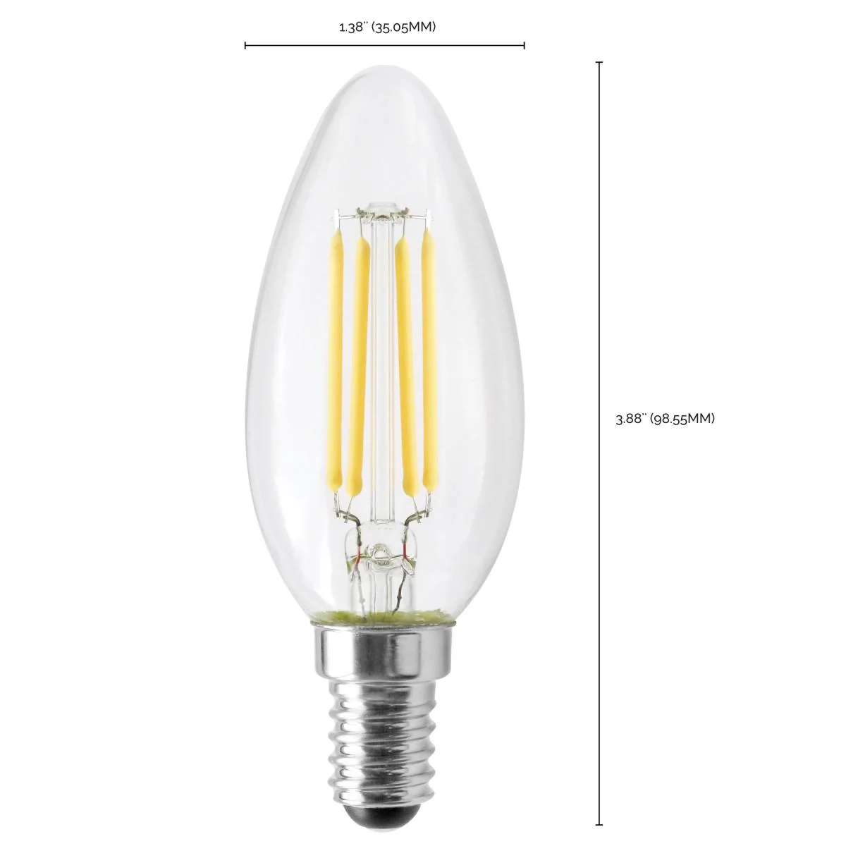 Satco LED European 40W Equivalent Torpedo Bulb – 4.5W – E14 Euro Base – Clear – 3000K - Image 4