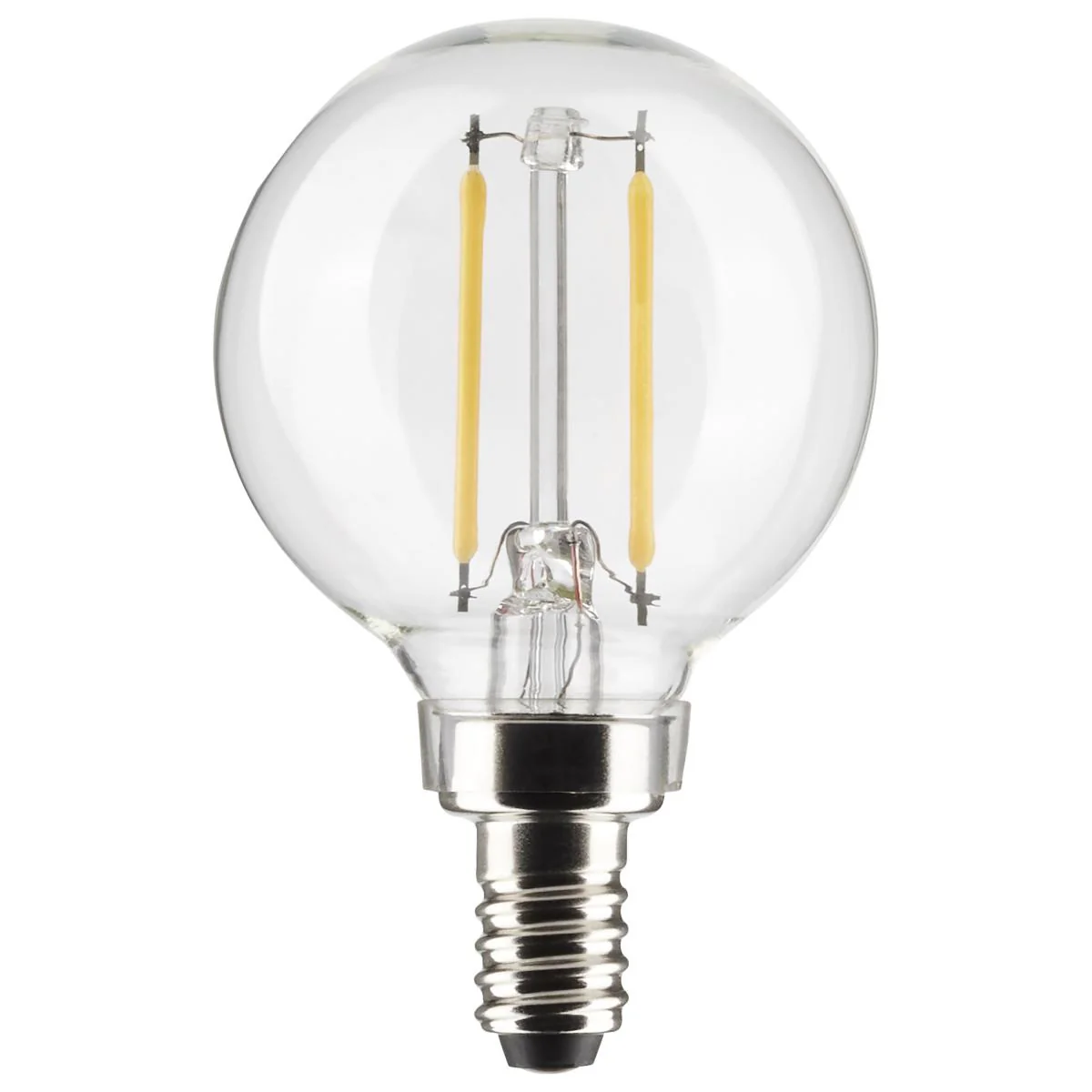 Satco LED G16.5 Globe Light Bulb β 3W β 25W Equivalent β E12 Base β Clear β 2700K