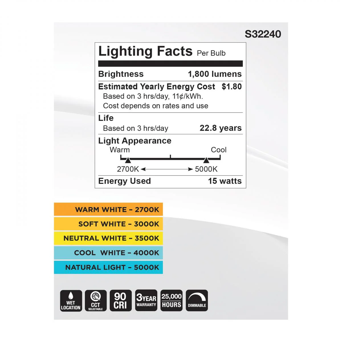 Satco LED PAR30LN Color Selectable Light Bulb – 15W – 100W Equivalent – E26 Base – Dimmable - Image 2