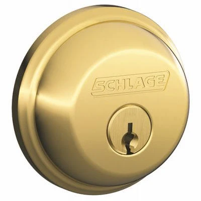 Schlage Bright Brass Single-Cylinder Deadbolt Lock - Image 3