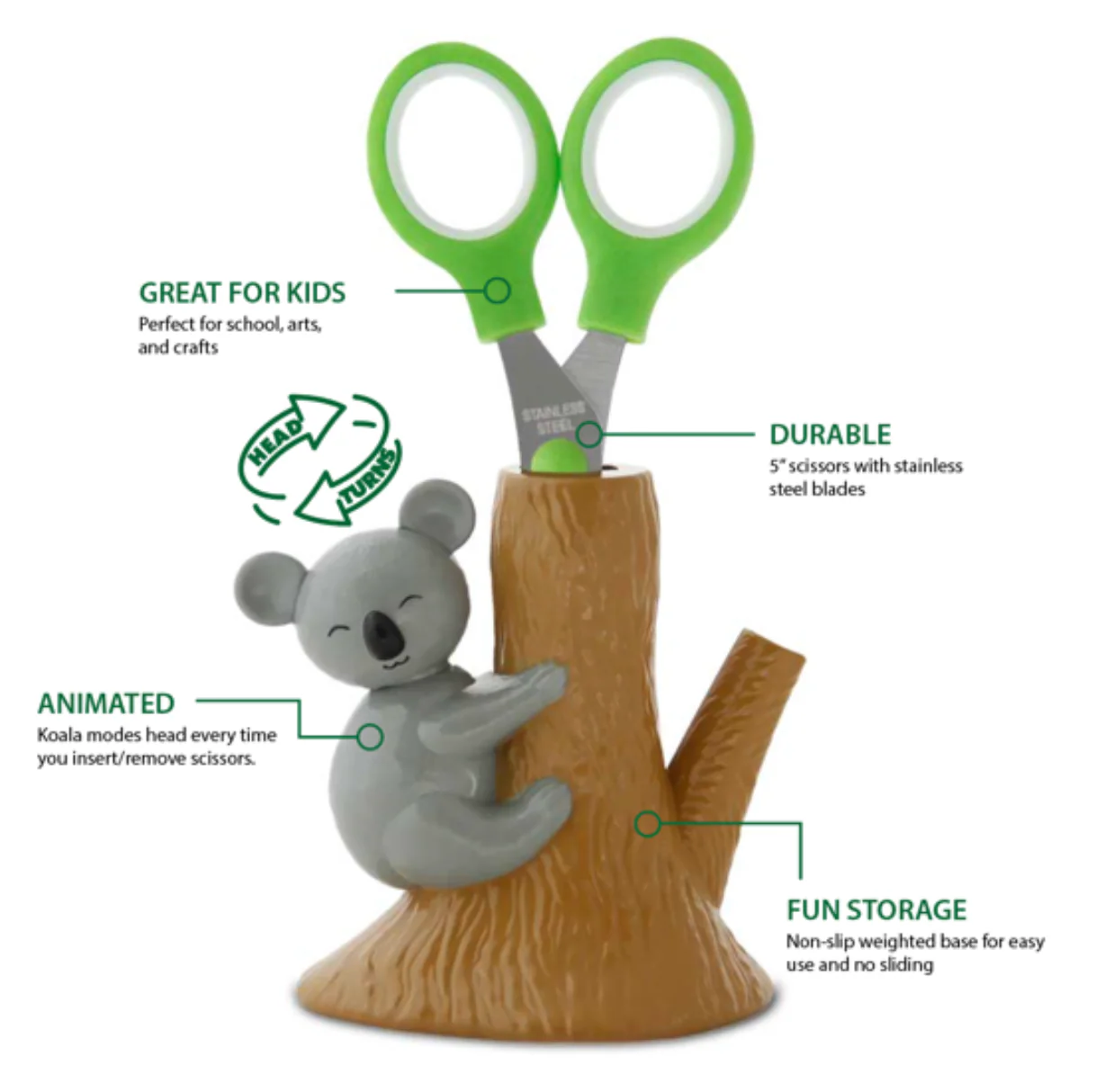 Scissors with Animated Koala Holder | Stainless Steel | Sized Right for Kids - Image 2