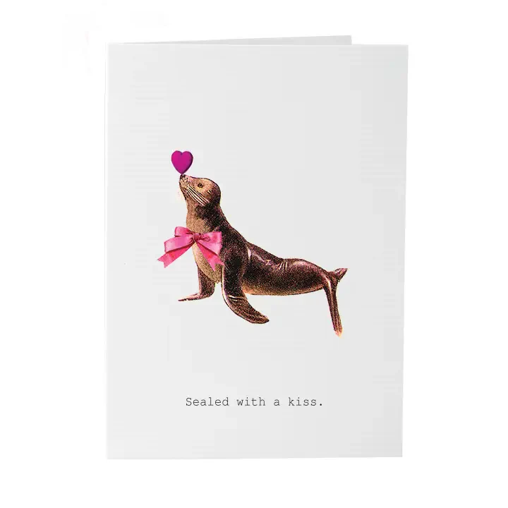 Sealed With A Kiss Glitter Greeting Card β 3.5" x 5"