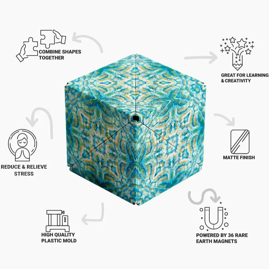 Shashibo Shape Shifting - Fidget Cube with 36 Rare Earth Magnets – Undersea - Image 3