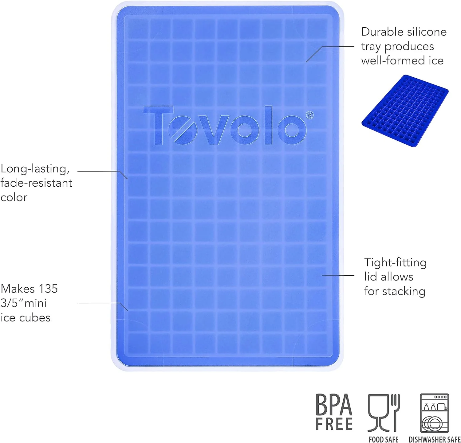 Tovolo Silicone Mini Ice Tray With Lid – Blue - Image 2
