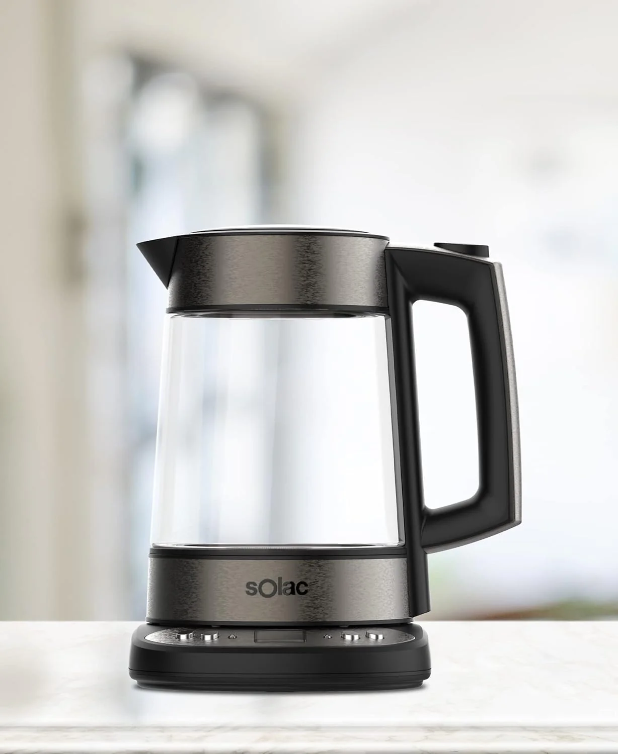 SOLAC Aroa Premium Electric Kettle – Adjustable Temp. Control – Dark Brushed Stainless Steel – 58oz. - Image 5