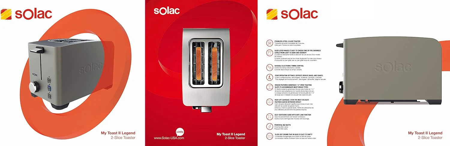 Solac My Toast II Legend Dark Stainless Toaster – 2-Slice - Image 5