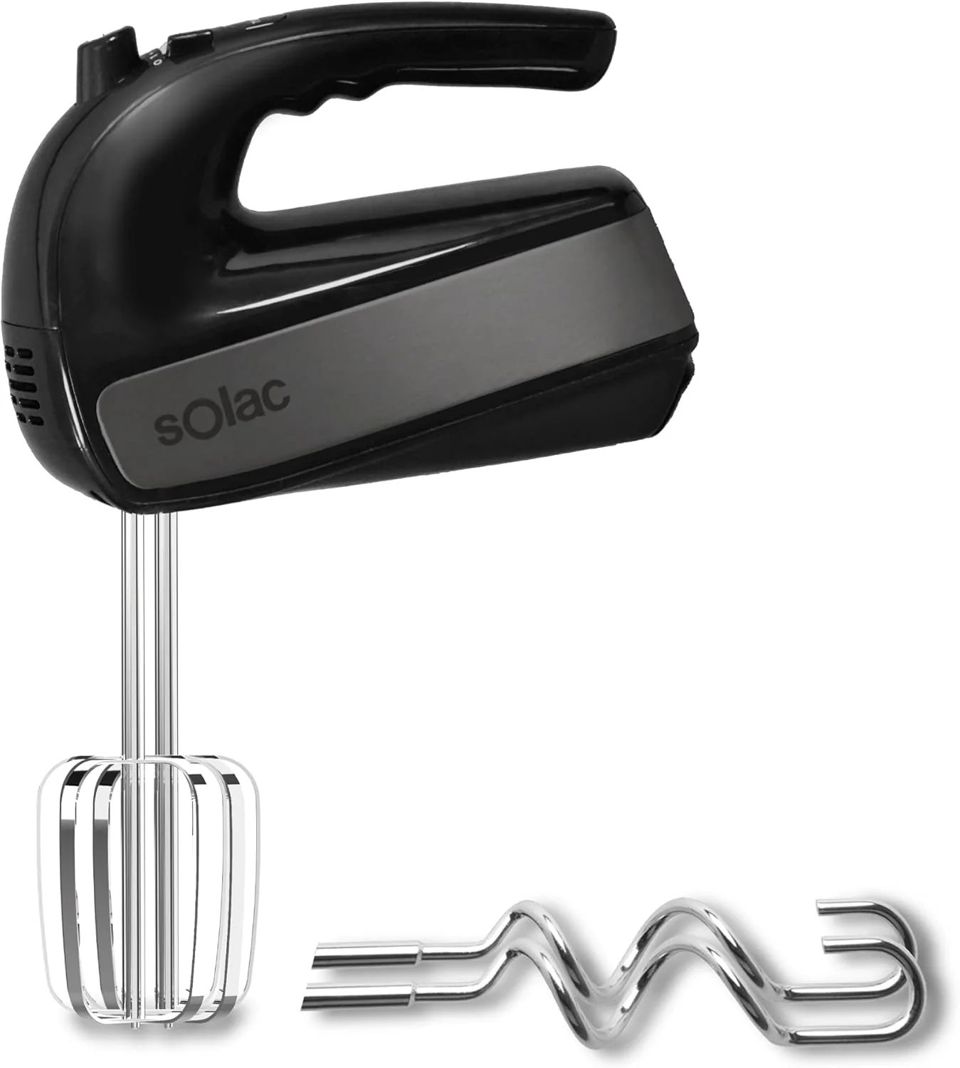 Solac Stainless Steel 5-Speed 200W Hand Mixer + Turbo β Black