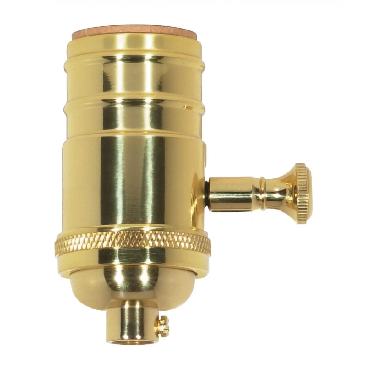 Solid Brass Dimmer Socket With Removable Knob β Polished Brass Finish