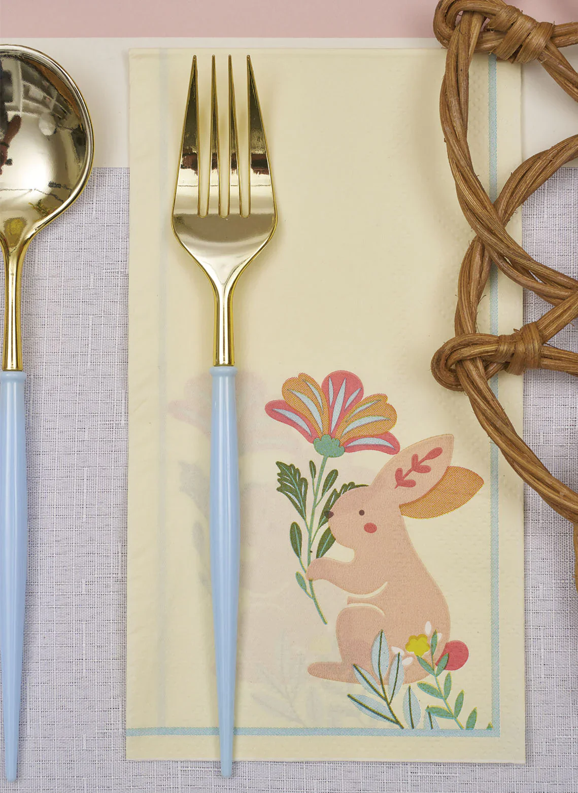 Sophistiplate Bella Assorted Plastic Cutlery – Gold & Sky Blue – 24pc – Service for 8 - Image 2