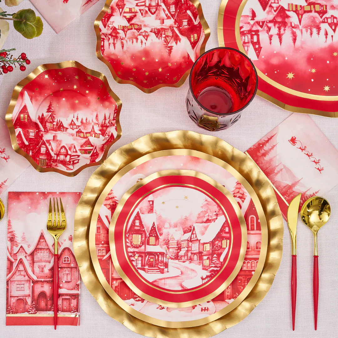 Sophistiplate Christmas Village Paper Guest Towel – 20pk - Image 3