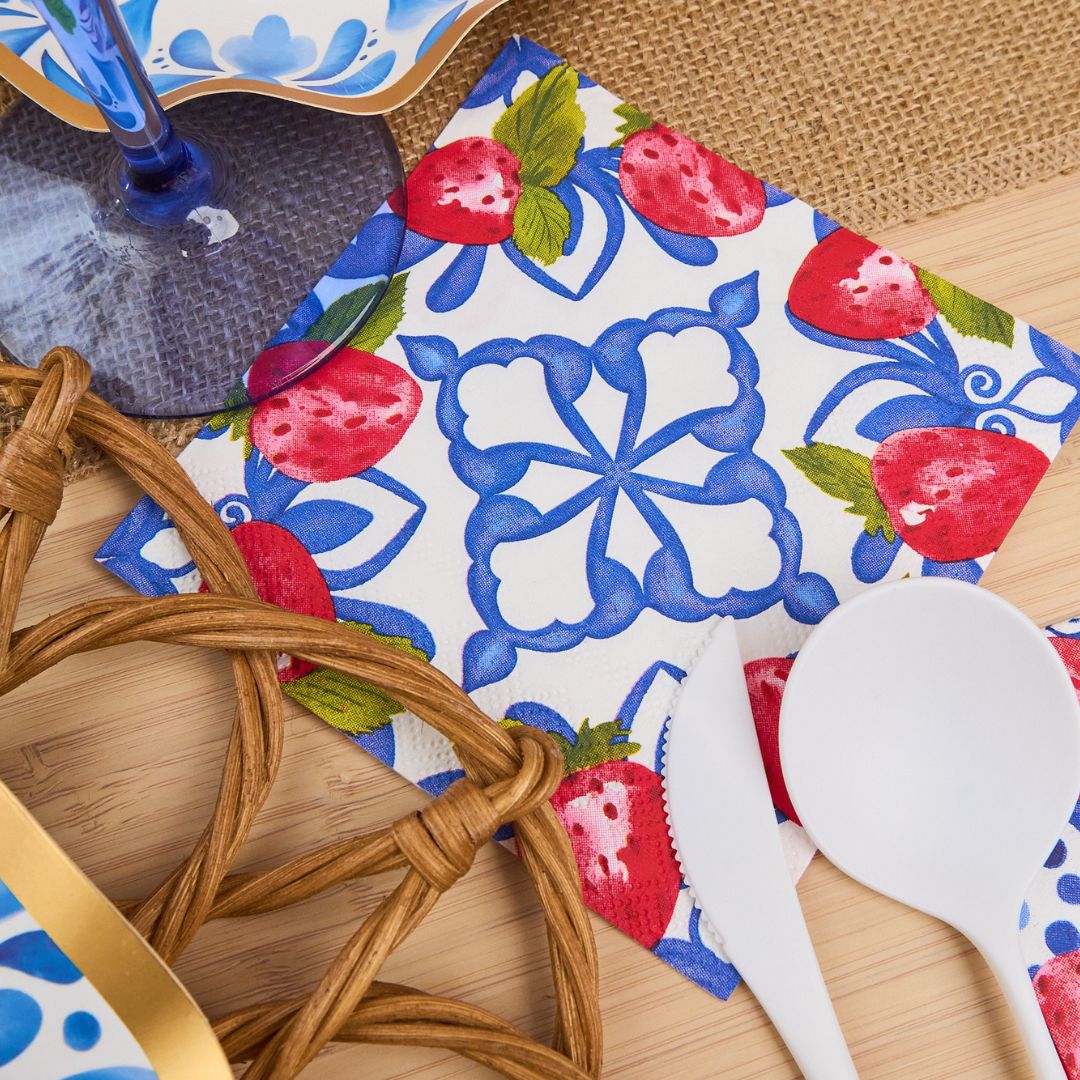 Sophistiplate Paper Beverage Napkins – Pack of 20 – Bleu Strawberry - Image 2