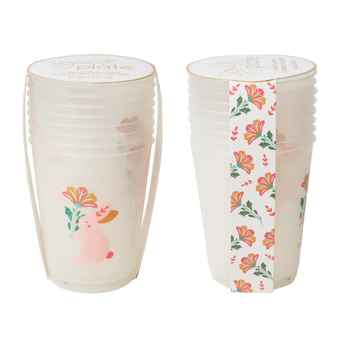 Sophistiplate Reusable Durable Flex Cups – Folklore Easter Frost – 16oz – Set of 8 - Image 2
