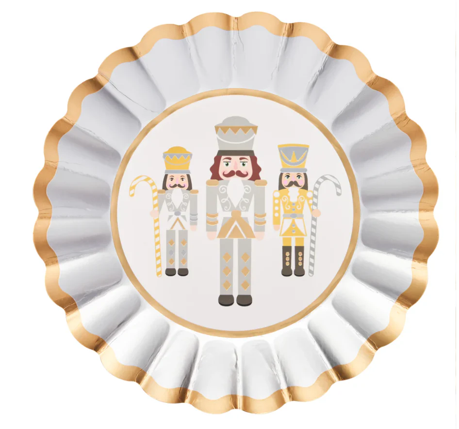Sophistiplate Scalloped Edge Paper Salad Plates – Gilded Nutcracker – 8" – 8pk