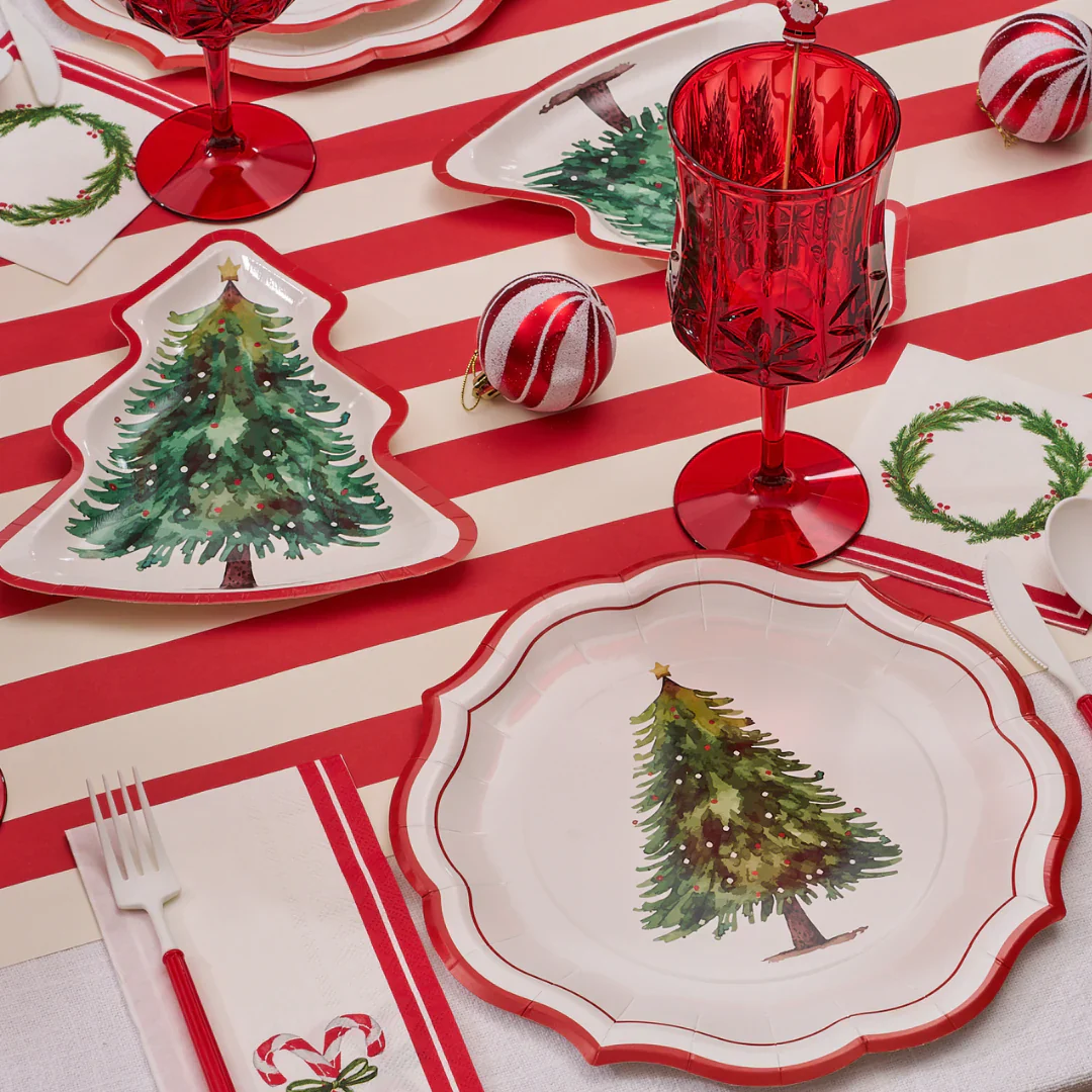 Sophistiplate Tree Die-Cut Paper Salad Plates – Merry & Bright – 4.5" x 8" – 8pk - Image 2